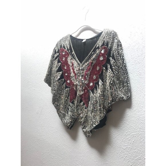 Sequin butterfly poncho top festival wear - Picture 7 of 8